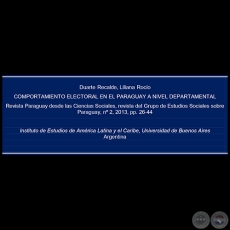 COMPORTAMIENTO ELECTORAL EN EL PARAGUAY A NIVEL DEPARTAMENTAL - Año 2013
